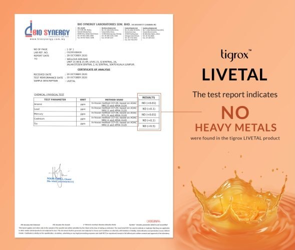 Livetal COA (No Heavy Metals) EN